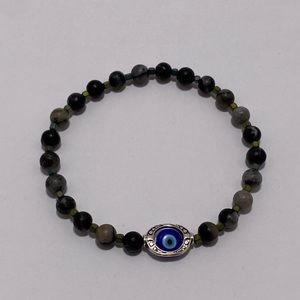 Handmade Black network stone 8mm Bracelet Evil Eye